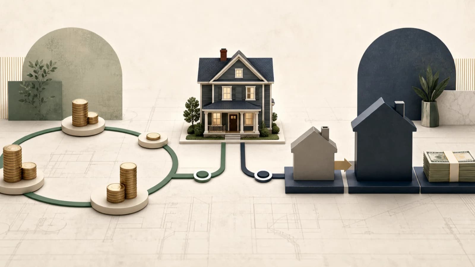 Illustration comparing a flexible rental-property credit line with a replacement mortgage