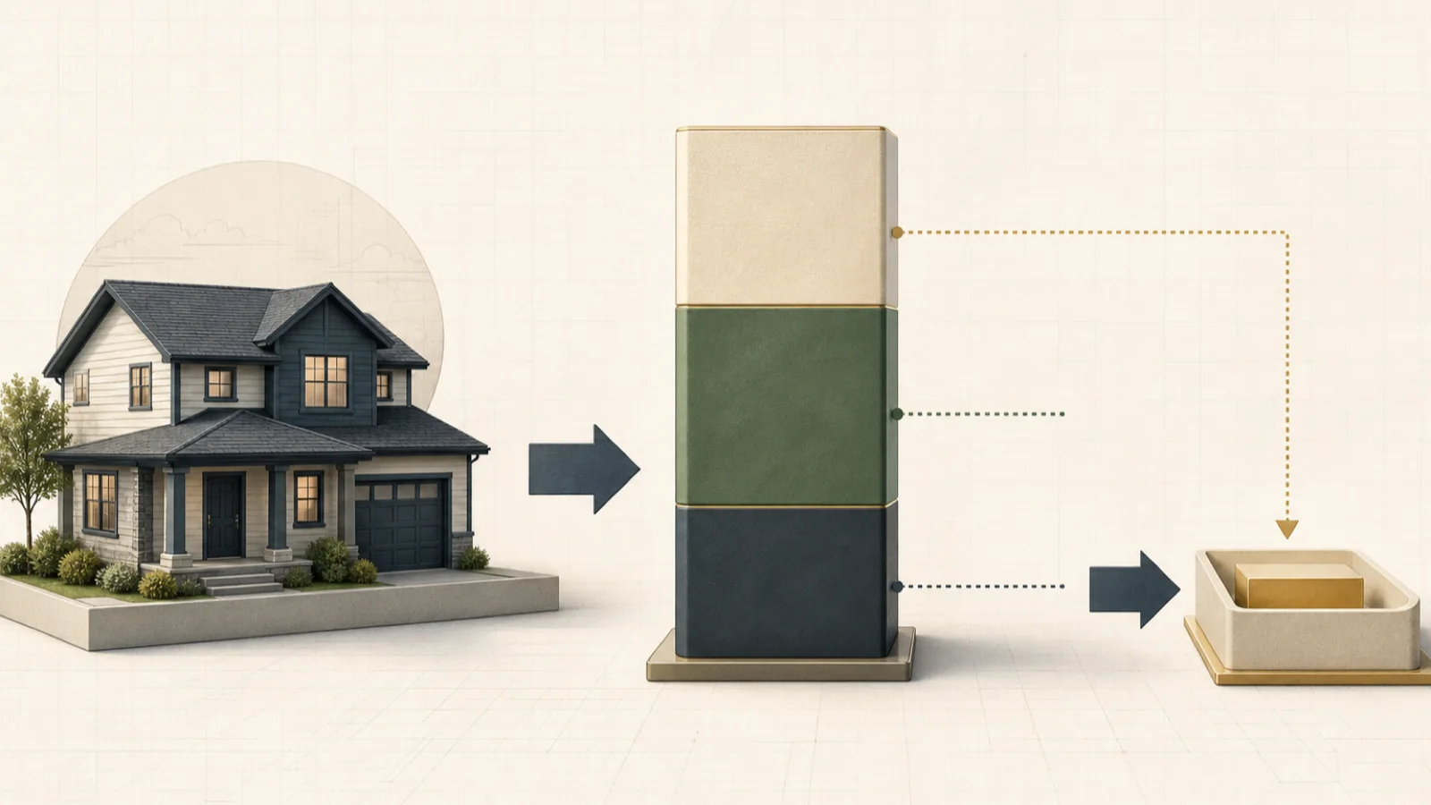 Illustration separating rental property value, existing debt, retained equity, and a smaller borrowing amount
